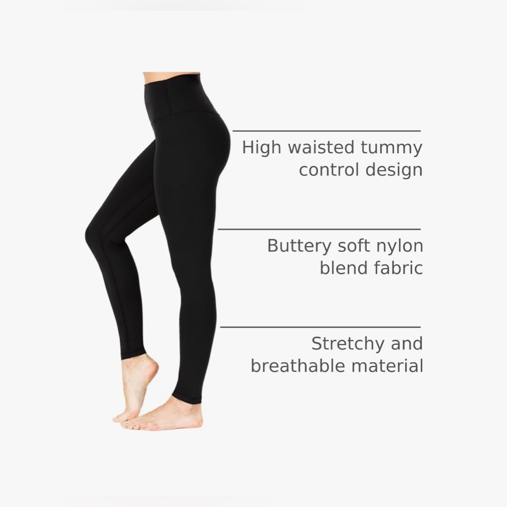 New Black Sunzel Workout Leggings High Waist Tummy Control L 28” Inseam
